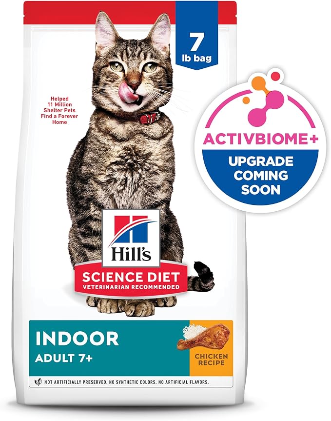Hill's Science Diet Adult 7+ Indoor Dry Cat Food, Chicken, 7 lb. Bag