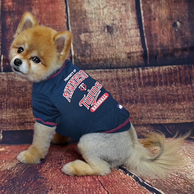 MLB Minnesota Twins Dog T-Shirt, X-Small. - Licensed Shirt for Pets Team Colored with Team Logos. - Premium Stretchable Materials for The Comfort of Your Dog & cat.