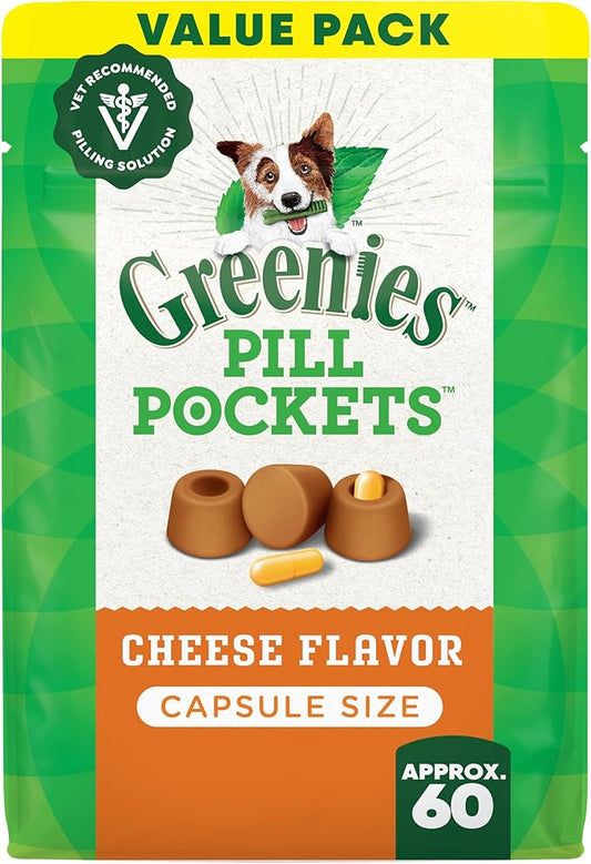 Greenies Pill Pockets for Dogs Large Size, Dog Treat Pouch for Capsule Medication, Cheese Flavor, 15.8 oz. Pouch