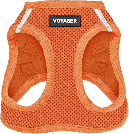 Best Pet Supplies Voyager Step-in Air Harness - All Weather Mesh, Reflective, No Pull Harness for Dogs, Cats - Secure with Hook & Loop Fastener, Buckle, Double D-Rings - Orange, S