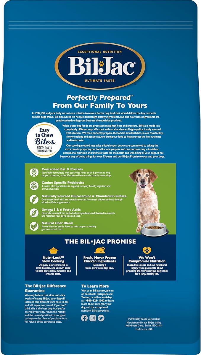 Bil-Jac Senior Select Dry Dog Food, Chicken & Oatmeal Recipe, 6 lb