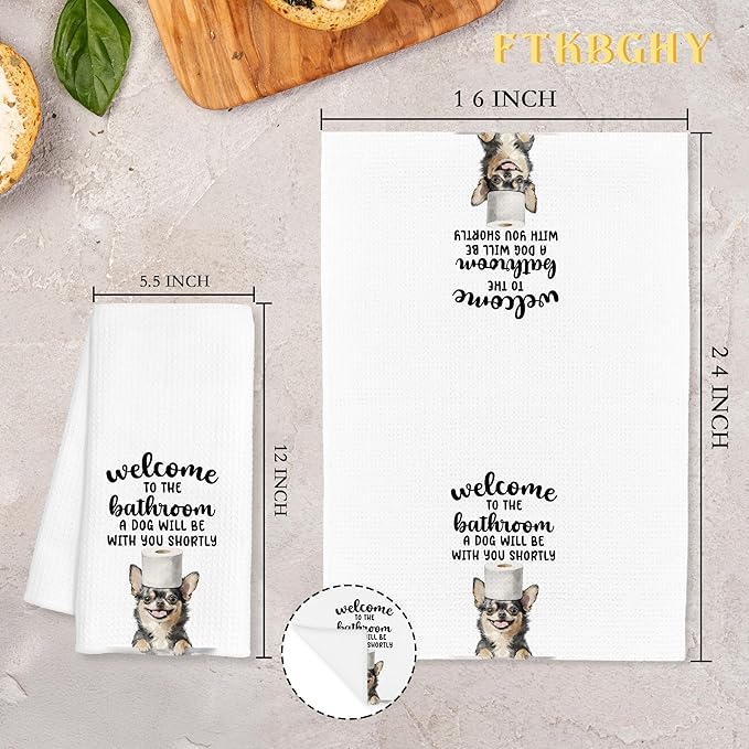 Funny Chihuahua Dog Hand Towels for Bathroom Decor, Chihuahua Gifts for Women Men, Dog Lover Gifts Decorative Hand Towels for Bathroom Restroom Room, 16x24 Inch