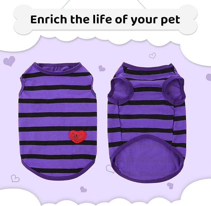 Dog Shirts for Small Dogs, Striped T-Shirts Pets Vest Pet Apparel Tee Shirts Dog Tank Top Spring Summer Suitable for Chihuahua French Bulldog Bichon Shih Tzu