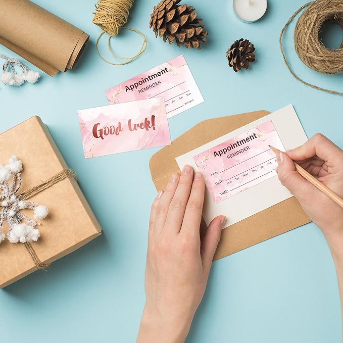 240PCS Appointment reminder cards Pink ink style for Business Hair Salon Dental Office Nail Spa Massage Dog Grooming Restaurant Supplies 3.54x2inch