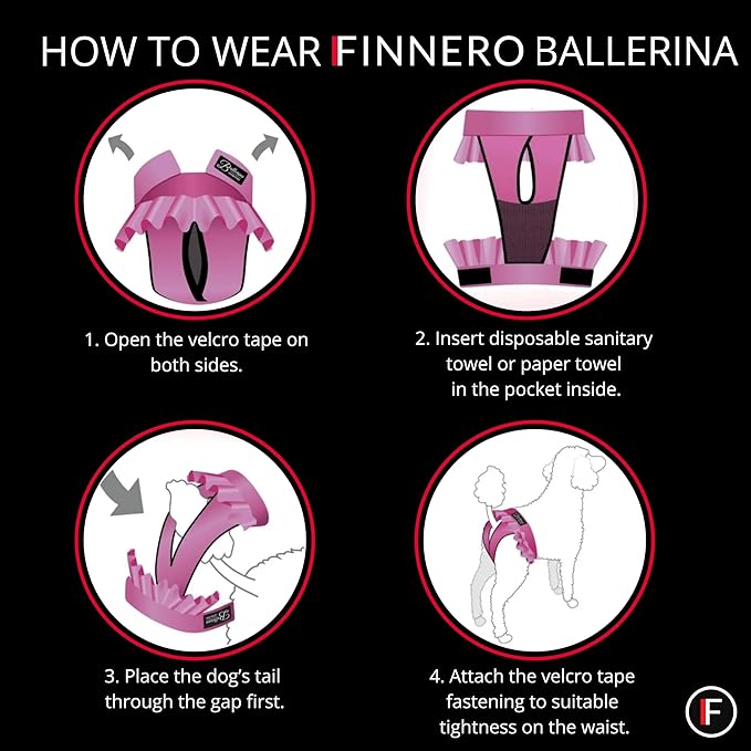FINNERO Ballerina Dog Diaper – Washable, Reusable, Leak-Proof – Heat, Period & Urine Incontinence Protection – Comfortable, and Stylish Design – Adjustable Fit for Female Dogs – Medium, Checkered