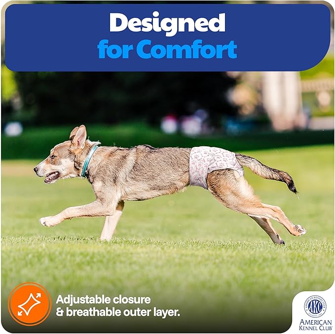 American Kennel Club Female Dog Wrap, Disposable Diapers with Wetness Indicator (XS (9–16 in), 50, Count)