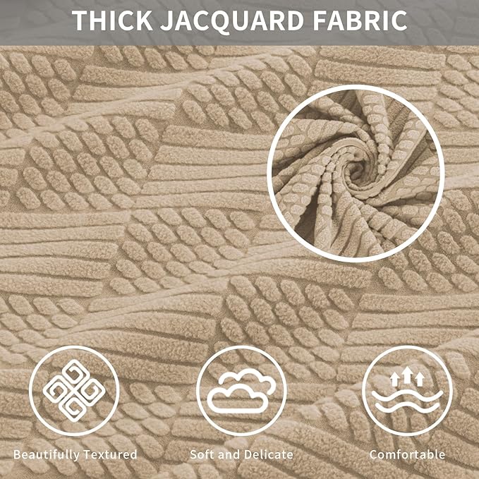 Easy-Going Waterproof Couch Cushion Covers for Couches and Sofas, Stretch Jacquard Sofa Seat Cover Replacement for Dogs, Pets & Kids, Durable Furniture Protector for Sofa Cushions, Camel