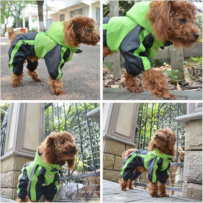 Pet Clothing Rain Coat Waterproof Nylon Pets Raincoat Rain Jacket Adorable Hoodie Perfect For Small Dog Breed Female Male Dog Red Green Color (M, Green)