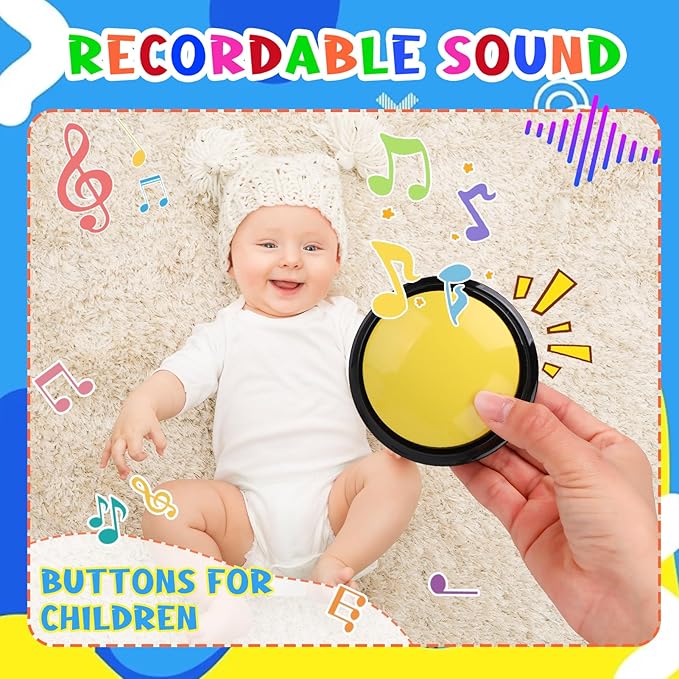 10 Pieces Recordable Answer Buzzers Button Answer Buzzers Game Show Buzzer Recordable Button Classroom Buzzers Perfect for Study Office Home and Pet Buttons Training Toy Multicolor