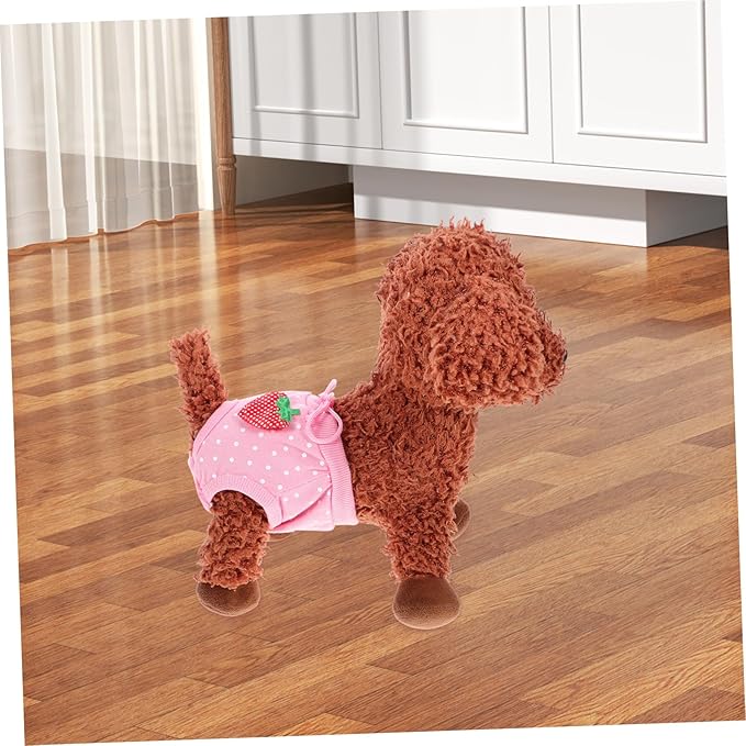Milisten Pet Diaper Washable Male Dog Physiological Pants Absorbent Comfortable Menstruation Underwear for Untrained Puppies and Dogs Heat s Strawberry Dots