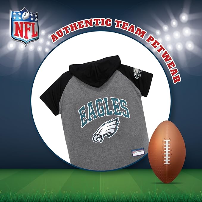 Pets First NFL Philadelphia Eagles Hoodie for Dogs & Cats. | NFL Football Licensed Dog Hoody Tee Shirt, Large| Sports Hoody T-Shirt for Pets | Licensed Sporty Dog Shirt (PHL-4044-LG)