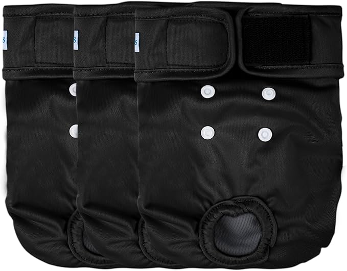 Leekalos Reusable Washable Dog Diapers Female (3 Pack) - Highly Absorbent Doggie Diapers - Size Adjustable Puppy Diapers for Dog Period Panties (Small)