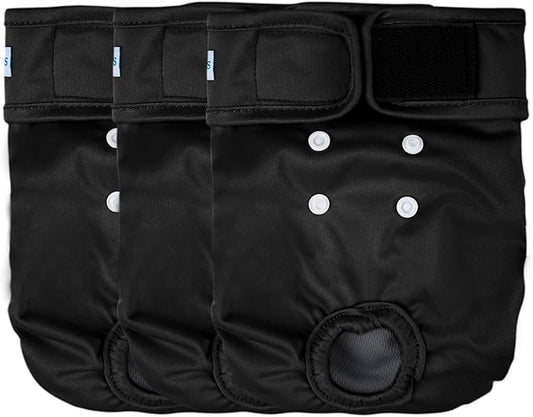 Leekalos Reusable Washable Dog Diapers Female (3 Pack) - Highly Absorbent Doggie Diapers - Size Adjustable Puppy Diapers for Dog Period Panties (Small)