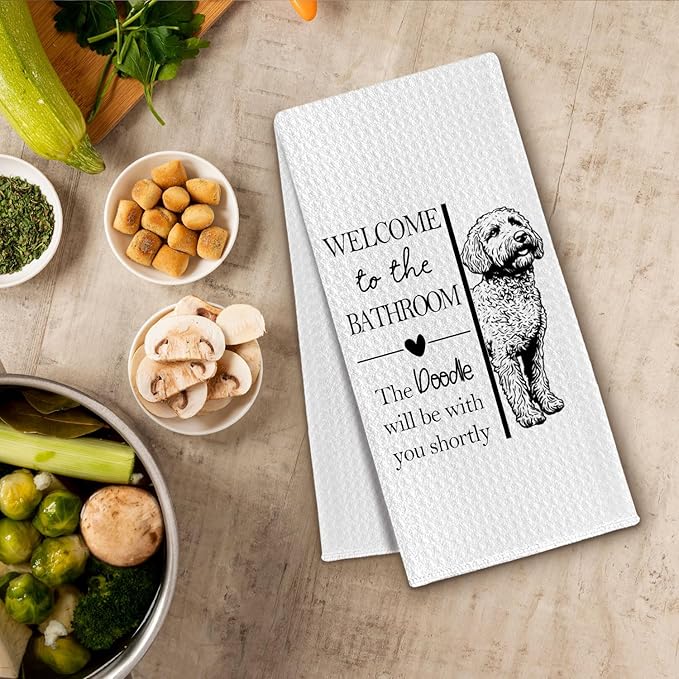 Goldendoodle Gifts Bathroom Towels, Doodle Dog Owner Lovers Gifts for Women, Funny Dog Decorative Hand Towel for Bathroom Washroom Toilet, 16x24 Inch