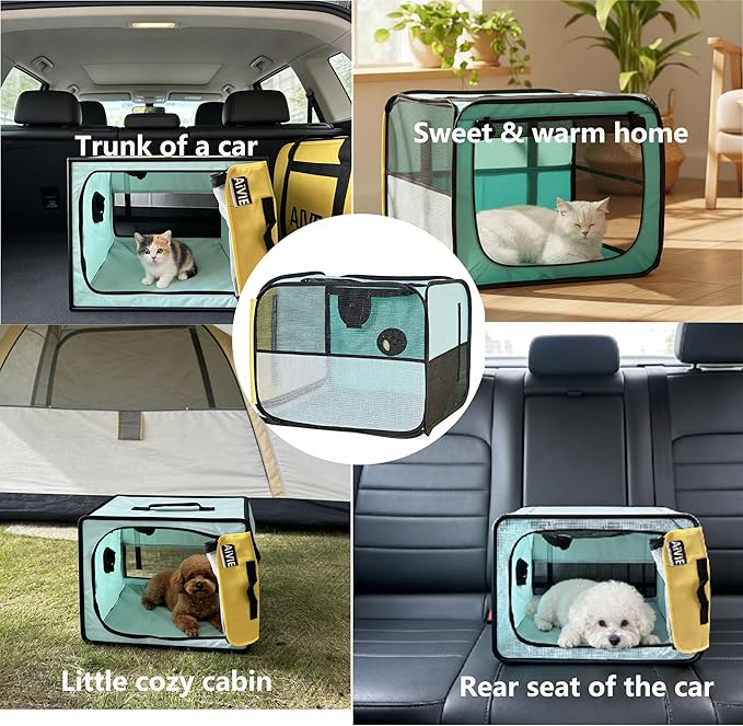 AiVIE Foldable pet Drying Box | cat Drying Box， 20.5 x 15.7 x 20.5 Hair Drying case is Suitable for Cat & Small Dog.Stress-Free at Home, Outdoor-Ready for Travel with Your Pet.