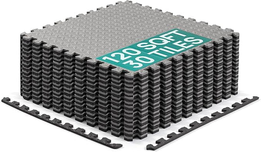 Yes4All 24SQFT-120SQFT Puzzle Exercise Mat for Home Gym, EVA Interlocking Foam Floor Tiles with Border for Workout Equipment