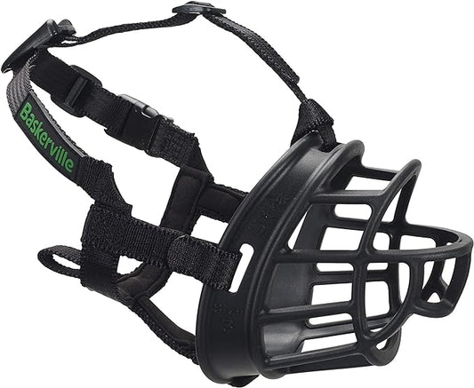 Baskerville ULTRA Muzzle - Patented Humane Design, Breathable, Dog can Pant and Drink, Adjustable, Padded, Dog Training Muzzle for Small Dogs, Prevents Biting, Wildlife Scavenging (Size 2, Black)