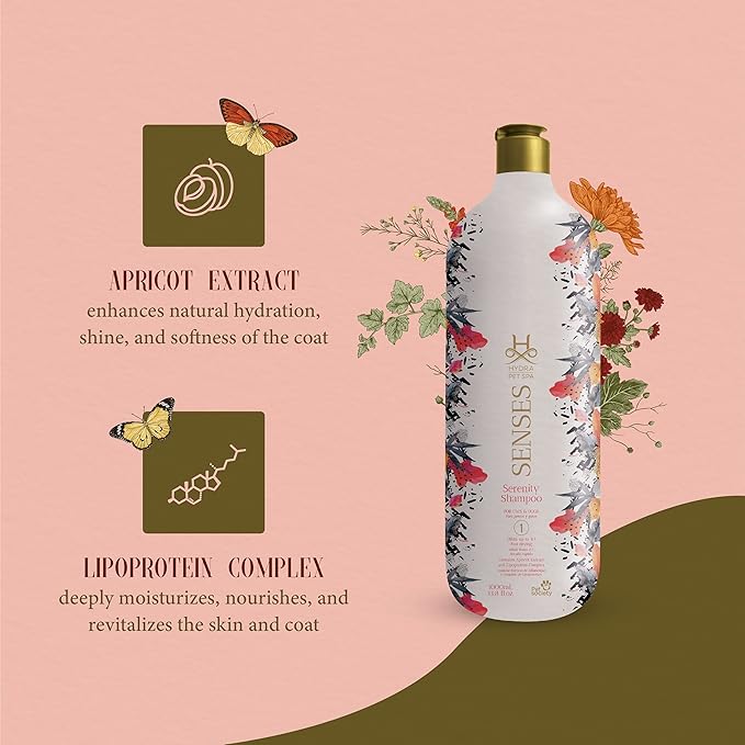 Hydra Senses Serenity Shampoo for Dogs and Cats, Hydration Shampoo for Pets, Pet Wash for All Breeds, Promotes a Soft and Shiny Coat