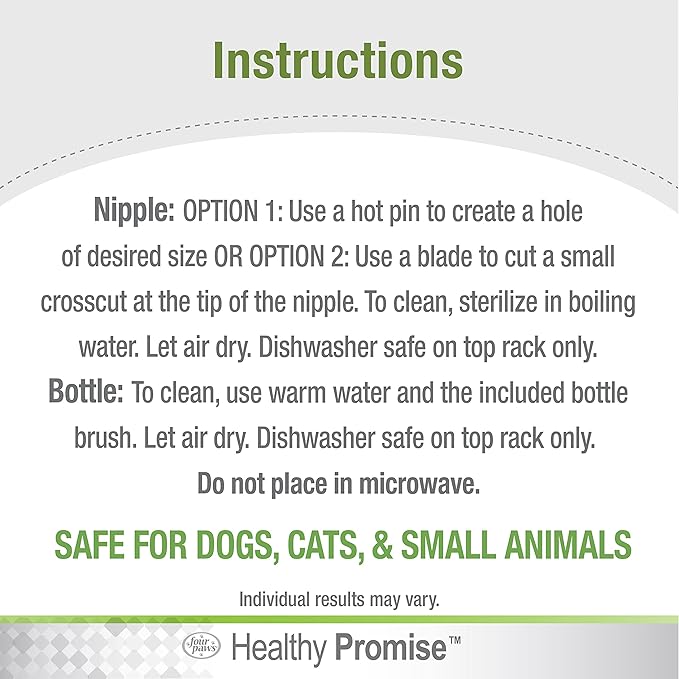 Four Paws Pet Nursing Kit, Feeding Bottle and Brush for Kittens & Puppies, 2 oz.