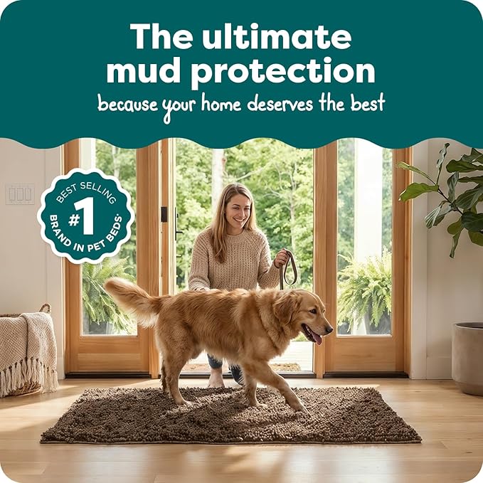Furhaven 60" x 30" Highly Absorbent Runner Door Mat for Muddy Paws, 100% Washable, Perfect for Entryway, Kitchen, & Bathroom Use - Chenille Shammy Rug - Mud (Brown), Runner/XXL