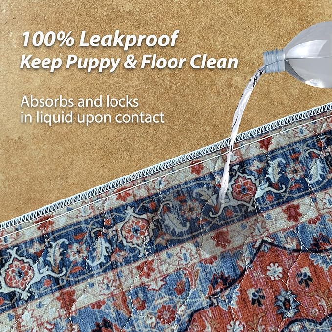 nunubaby Washable Pee Pads for Dogs, Stylish, Non-Slip and Leak-Proof Pee Pads. Reusable Potty Pads for Dogs for Crates and Floors.(Red/Floral, 36" x36" )