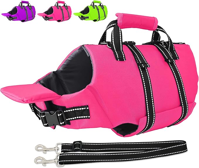 Fragralley Dog Life Jacket with Self-Locking Zipper, High-Buoyancy Ripstop Dog Swimming Vest, Floating Vest with Rescue Handle for Swimming and Boating, PFD Available for Small, Medium, and Large Dogs