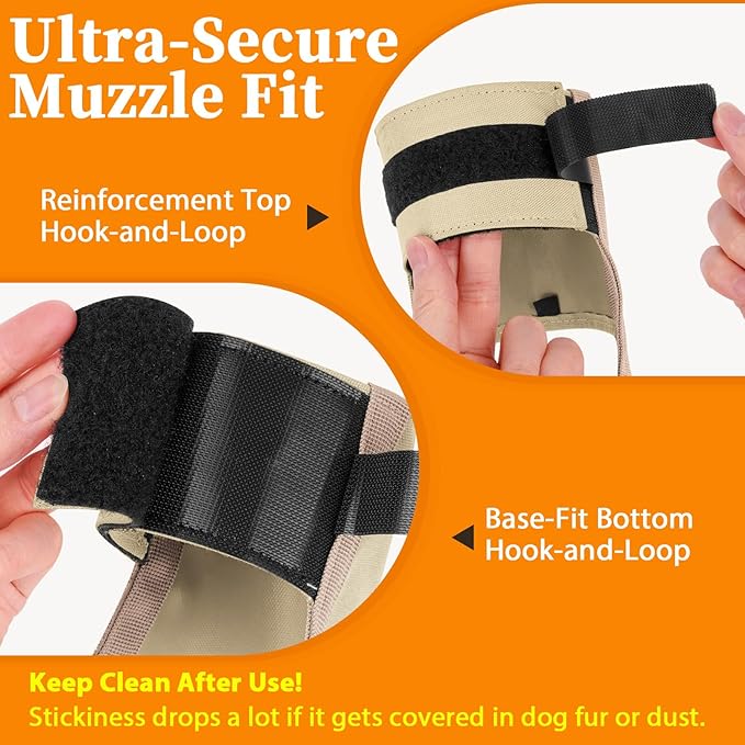 Mayerzon Dog Muzzle for Large Medium Small Dogs, Adjustable Fit, Soft & Sturdy Fabric, Prevents Fierce Barking Biting Chewing, Ideal for Grooming Walking Vet Visits, Allows to Pant Drink (Khaki, XL)
