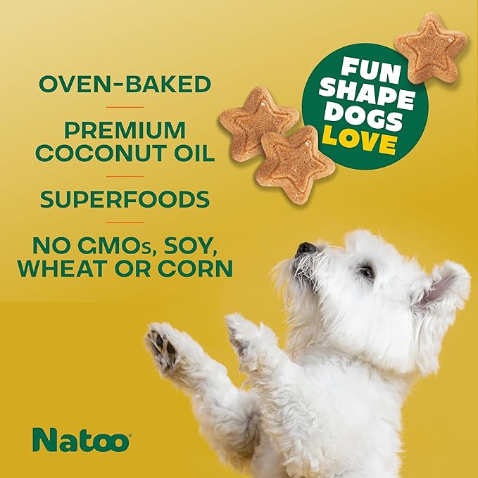 NATOO Natural Dog Biscuits for Small Dogs – Grain-Free Peanut Butter Treats with Collagen, Prebiotics, Fiber & Omega 6 – Support Digestion, Skin, Coat, Joints & Immunity – Allergy-Friendly, 8 oz