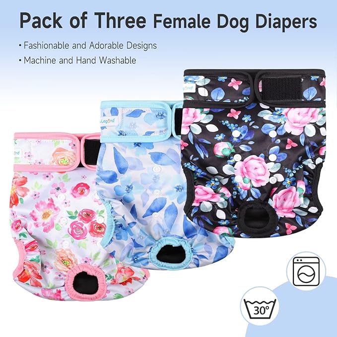 Paw Legend Washable Reusable Female Dog Period Diapers for Heat Doggie Puppy Diapers for Female Dogs (3 Pack, Medium)