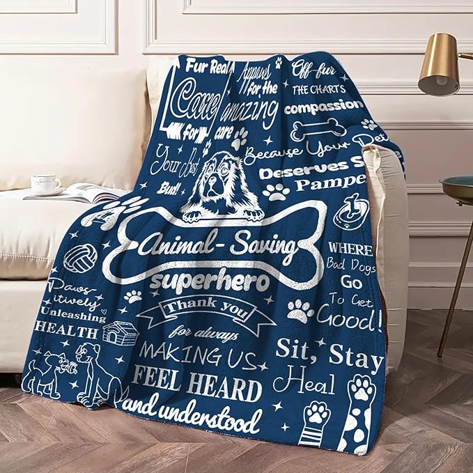 Veterinarian & Veterinary Tech Thank You Gift Blanket - Appreciation, 50'' x 60'' - Veterinarian Gifts, Vet Tech Gifts, Vet Tech Week, Graduation, Retirement, Birthday, Christmas
