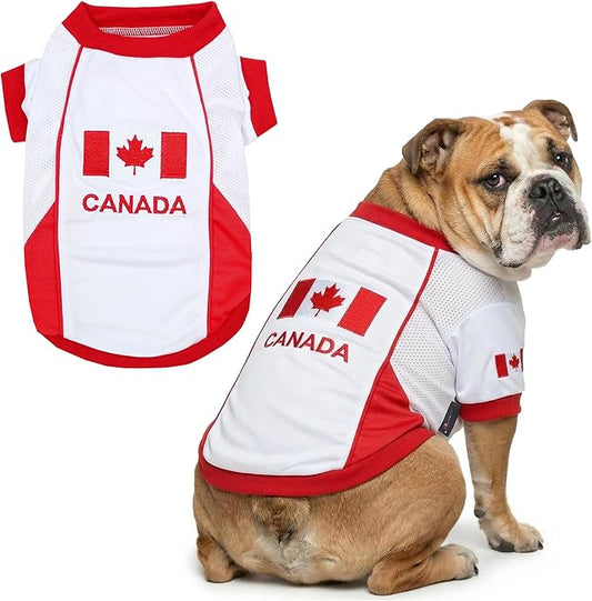 Parisian Pet Team Canada Dog Jersey - Breathable Mesh Puppy Football Jersey - Lightweight Stretch Sporty Dog Clothes - Summer Shirts for Large Dogs - Soccer Jersey for Dogs - Sportswear Pet Clothes