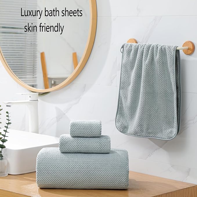 YTYC Towels, 39x78 Inch Oversized Bath Sheets for Adults Luxury Extra Large Bath Towels Sets of 6 Super Soft Shower Towels for Bathroom Microfiber 80% Polyester (Grey,6 Piece)