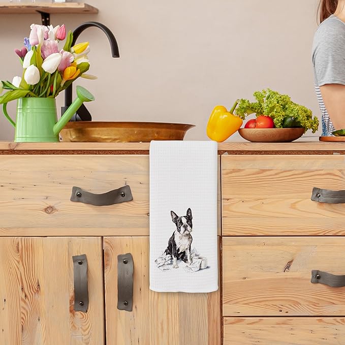 Funny Boston Terrier Gifts Bathroom Hand Towels, Dog Bathroom Decor, Gifts for Boston Terrier Lovers Dish Tea Towels, Kids Bath Room Washroom Toilet Decorative Hand Towel 16x24 Inch
