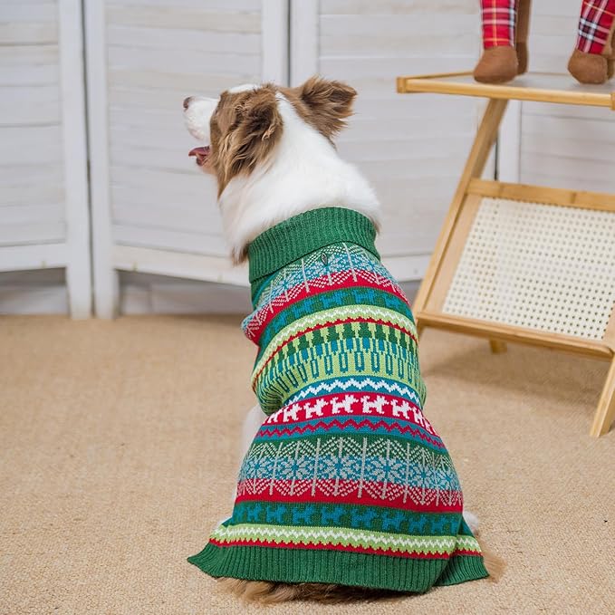 Mihachi Dog Sweater - Winter Coat Apparel Clothes with Colorful Stripes for Cold Weather