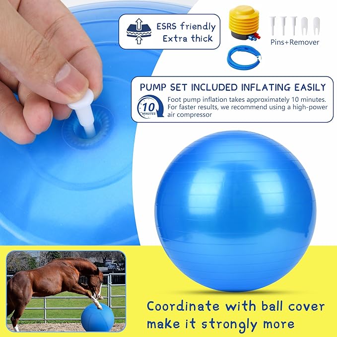 Herding Ball for Dogs and Horses, 18" Jolly Ball for Dogs, Dog Herding Balls for Australian Shepherd Collie, Durable Bite-Resistant with Reinforced Stitching, Medium Dog Toys Gifts for Dogs- Blue