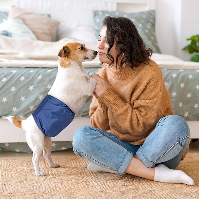 Pet Soft Dog Belly Band - 3 Packs Reusable Dog Diapers Male Doggy Diapers Wraps - Washable Dogs Belly Bands for Male Dogs (Classic, M)