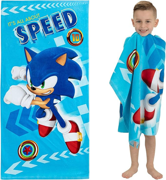 Franco Sonic The Hedgehog Recycled Polyester Beach Towel, 58 in x 28 in, Ready to Run Pattern