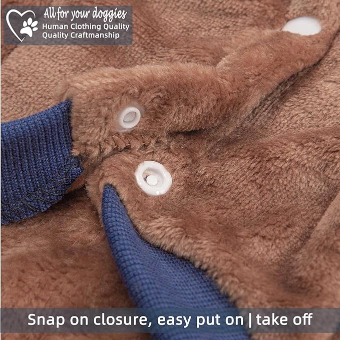 FabriCastle Dog Hoodie Sweater for Small Dogs Boy and Girl, Dog Clothes S XS XXS Puppy Sweatshirt, Pet Outfit, Cat Clothing Super Soft Warm Snap On Closure (Camel-Navy, Small)