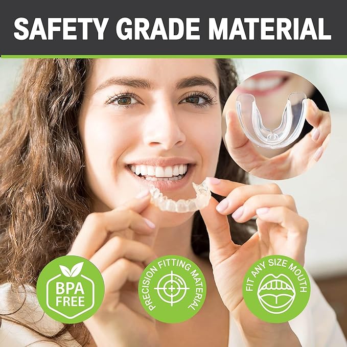 Professional Sport Mouth Guards- 2 Pack - No BPA - Safe Clear Color - No Color Additive - Athletic Teeth Mouth Guards - Fit Any Mouth Size - Custom Fit - Free Carrying case Included