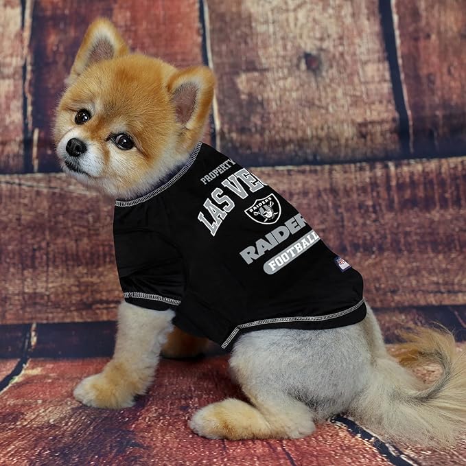NFL Raiders Dog T-shirt X-Large. - Licensed Shirt for Pets Team Colored with Team Logos- Premium Stretchable Materials for the comfort of your Dog & Cat