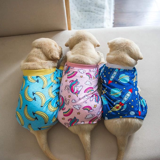 CuteBone Soft & Stretchy Dog Pajamas - Cozy Pet Jammies Breathable Jumpsuit for Small Dogs - All-Season Comfy Outfit Easy-On Pullover Design - Keeps Pets Warm & Comfortable P06XS