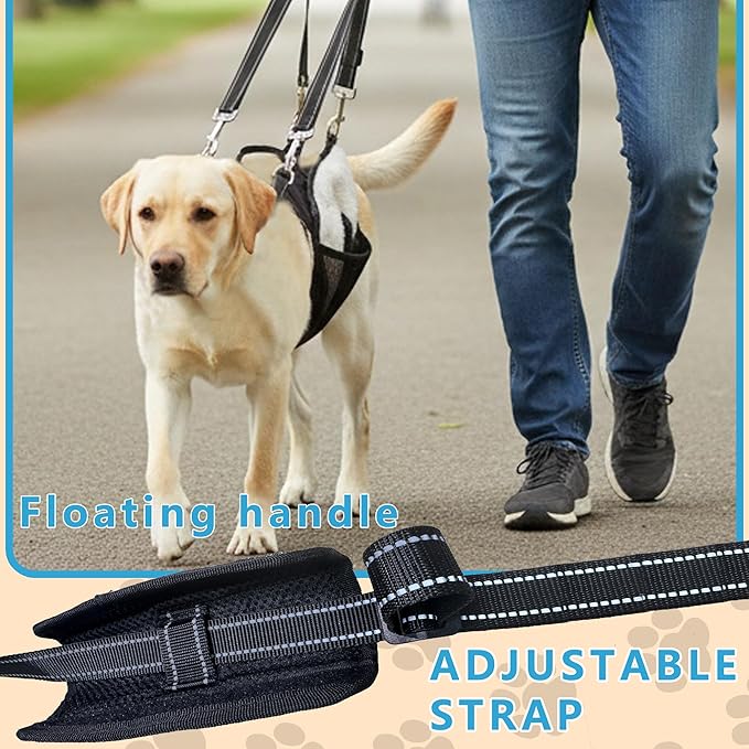 Dual-use Dog Lift Rehab Hareness Canine Sling for Large Pooch Rear Legs and Hip Support,Adjustable and Soft Brace Strap for After ACL Surgery, Helps Senior, Injured and Disabled K9.
