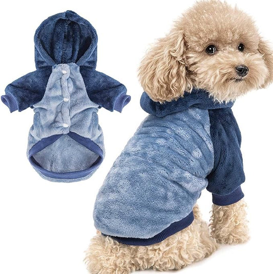 FabriCastle Dog Hoodie Sweater for Small Dogs Boy and Girl, Dog Clothes S XS XXS Puppy Sweatshirt, Pet Outfit, Cat Clothing Super Soft Warm Snap On Closure (Blue-Navy, Small)