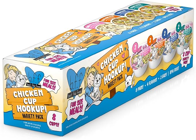 Weruva Best Fido Friend Fun Size Meals for Dogs, Chicken Cup Hookup Variety Pack, 2.75oz Cup, Pack of 8