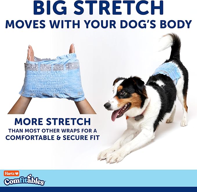 Hartz Comfitables Disposable Male Dog Wraps with Stretchy Waistband, Medium 12 Count