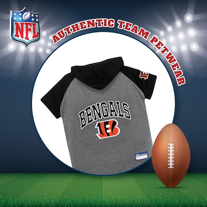 Pets First NFL Cincinnati Bengals Hoodie for Dogs & Cats. NFL Football Licensed Dog Hoody Tee Shirt, Medium. Sports Hoody T-Shirt for Pets. Licensed Sporty Dog Shirt (CIN-4044-MD)