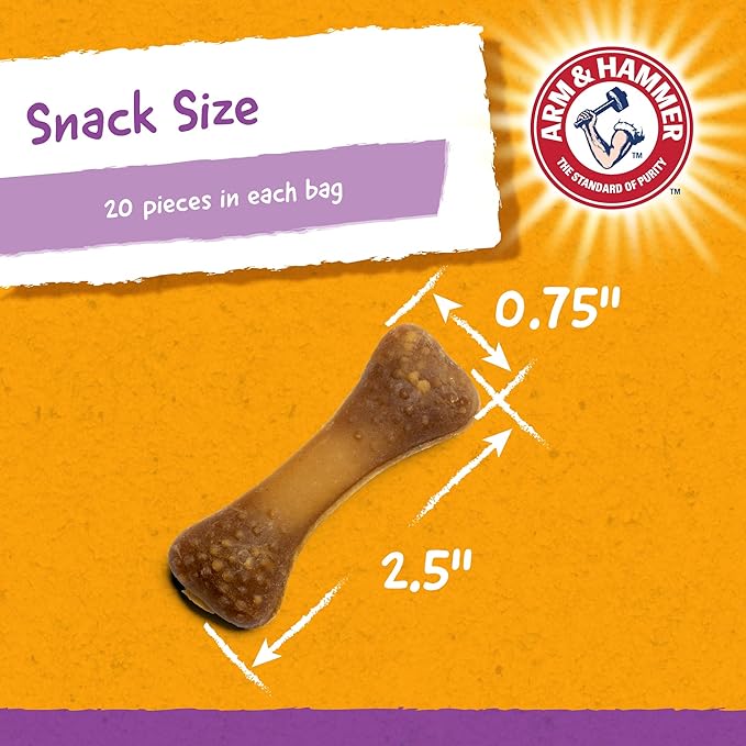 Arm & Hammer for Pets Nubbies Dental Treats for Dogs with Baking Soda & Calcium, Treat Chews Help Fight Bad Breath, Plaque & Tartar Without Brushing, Peanut Butter, 20 Pcs, 24pk (Packaging May Vary)