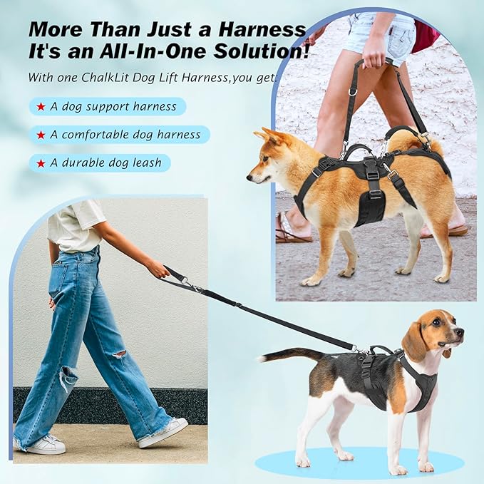 Dog Lift Harness for Large/Medium Dogs, Dog Support & Recovery Sling for Full-Body & Hind/Front Leg – Pee-Able Design – All-in-One Ideal Assistance for Senior, Disabled, Arthritic & ACL Canines (XL)