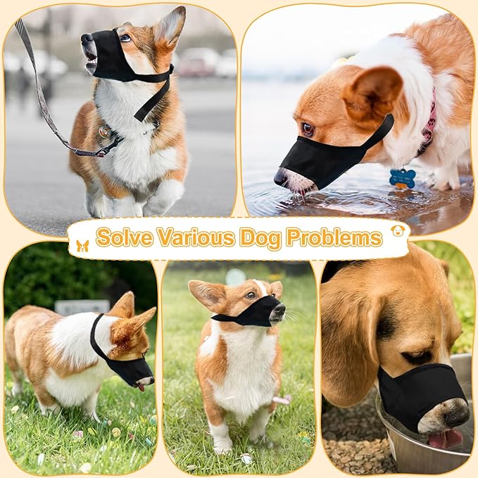 Coppthinktu Dog Muzzle Suit - 7PCS Adjustable Muzzles for Small to Large Dogs, Soft Comfortable Mouth Cover for Long Snout, Controls Biting, Barking & Chewing