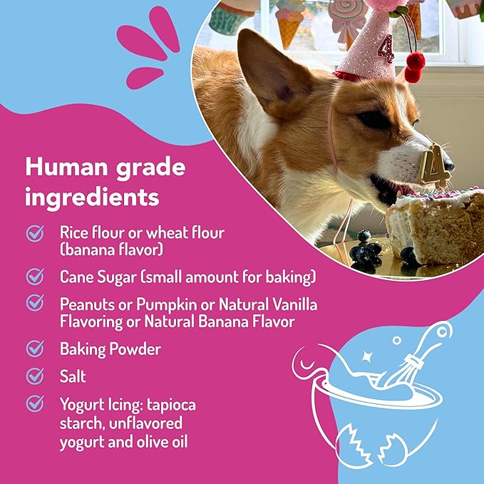 Puppy Cake Peanut Butter Dog Birthday Cake Mix with Icing - Wheat-Free, Easy to Bake/Microwave - Natural Ingredients - Made in The USA